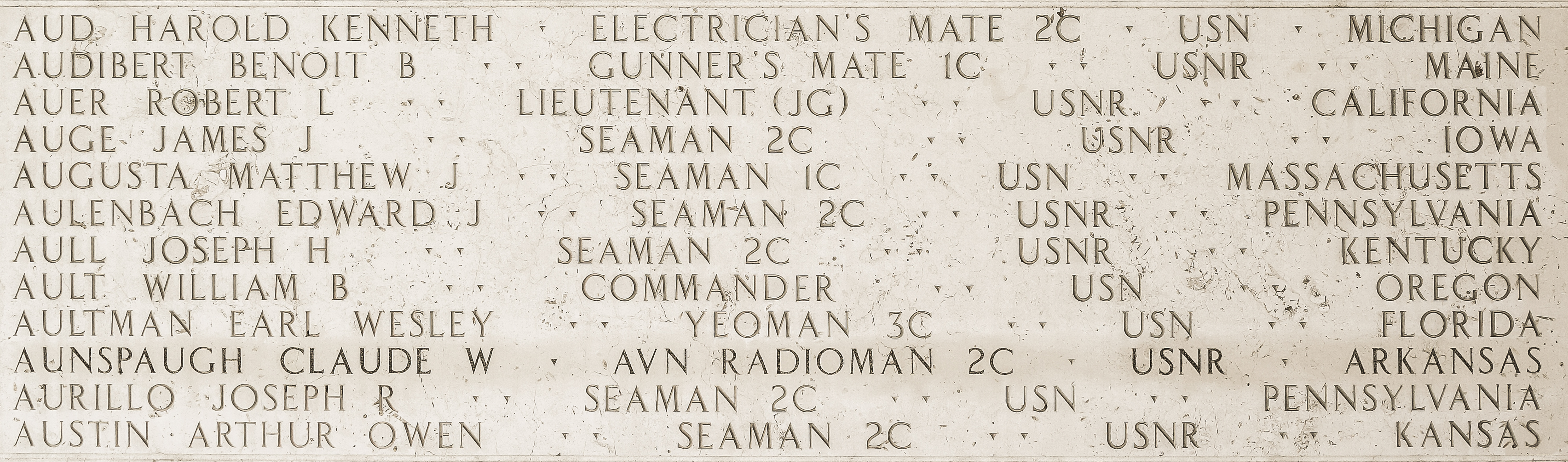 Earl Wesley Aultman, Yeoman Third Class